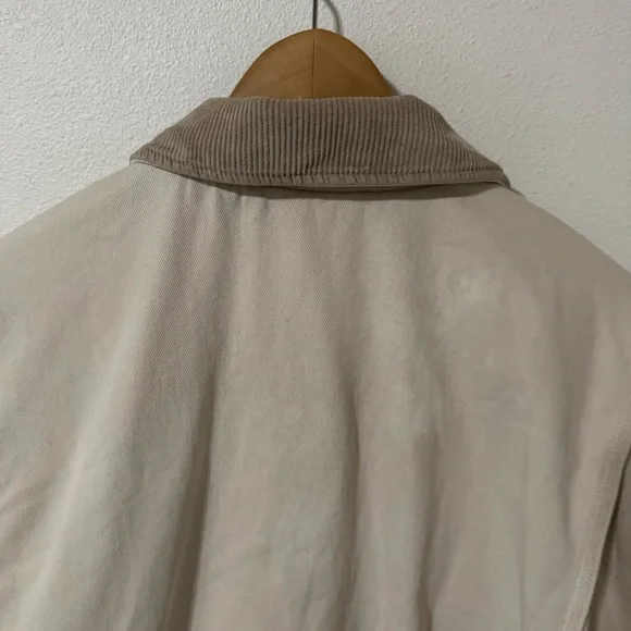 Abercrombie Crop Twill Workwear Jacket Cream Gray Corduroy Collar Streetwear-XL